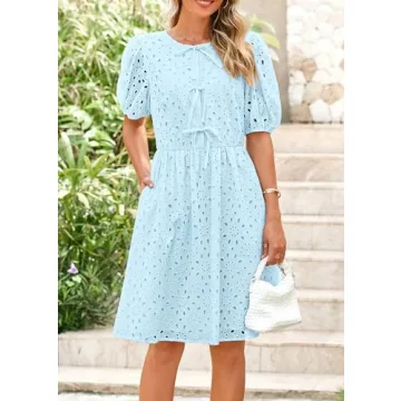 KIRUNDO Women's Eyelet Summer Dress for Weddings and Beach Days
