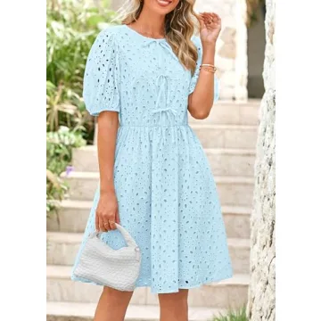 KIRUNDO Women's Eyelet Summer Dress for Weddings and Beach Days