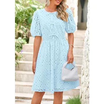 KIRUNDO Women's Eyelet Summer Dress for Weddings and Beach Days