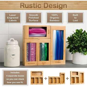 Bartnelli Seal Top Plastic Bag Organizer Storage for Kitchen Drawer Organization, Plastic Sandwich Baggie Holder Dispenser