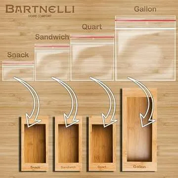 Bartnelli Seal Top Plastic Bag Organizer Storage for Kitchen Drawer Organization, Plastic Sandwich Baggie Holder Dispenser