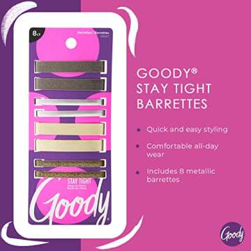 Goody Stay Tight Hair Barrettes - Comfortable & Versatile