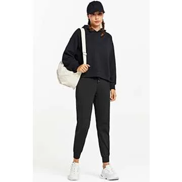 Libin Women's Joggers Pants Athletic Sweatpants with Pockets Running Tapered Casual Pants for Workout,Dance, Black L