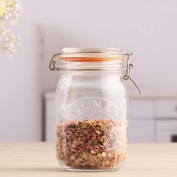 Kilner Round Swing Top Glass Jar - Perfect for Kitchen Organization & Airtight Storage