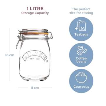 Kilner Round Swing Top Glass Jar 1L Storage Solution