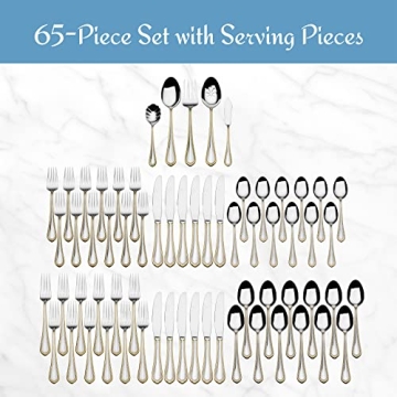 Mikasa Gold Accent Flatware Set for 12 Elegant Dining