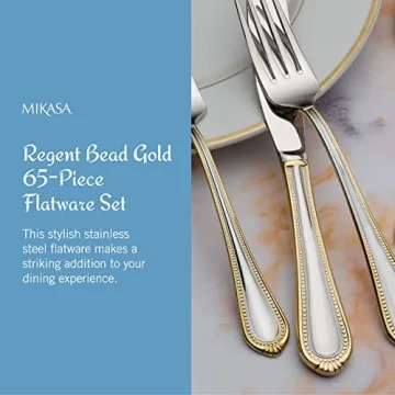 Mikasa Gold Accent Flatware Set for 12 Elegant Dining
