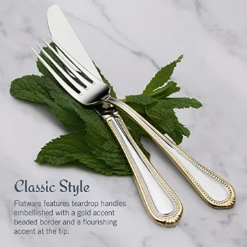 Mikasa Gold Accent Flatware Set for 12 Elegant Dining