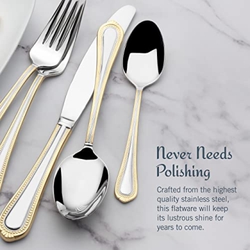 Mikasa Gold Accent Flatware Set for 12 Elegant Dining
