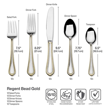 Mikasa Gold Accent Flatware Set for 12 Elegant Dining