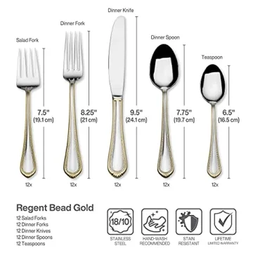 Mikasa Gold Accent Flatware Set for 12 Elegant Dining