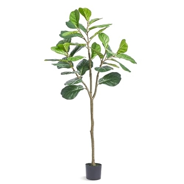 VEVOR Artificial Fiddle Leaf Fig Tree, 5 FT, Secure PE Material & Anti-Tip Tilt Protection Low-Maint...