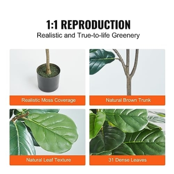 VEVOR Artificial Fiddle Leaf Fig Tree for Home and Office