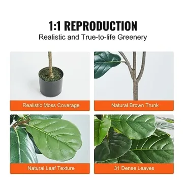 VEVOR Artificial Fiddle Leaf Fig Tree for Home and Office