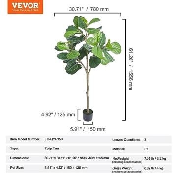 VEVOR Artificial Fiddle Leaf Fig Tree for Home and Office