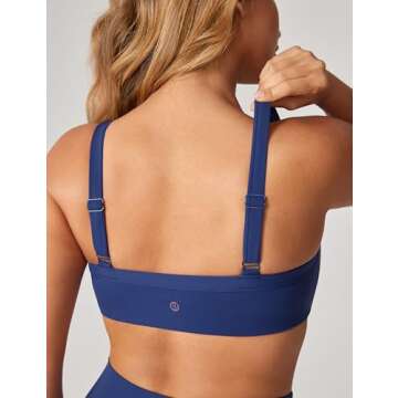 UNISSU Hugcurve Adjustable Sports Bra Scoop Neck Wireless Padded Yoga Workout Tops Nightfall Blue Medium