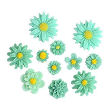 44 Pack Flower Resin Charms Daisy Peony Resin Flatback Beads for Jewelry Making Scrapbooking Phone Case Decor Hair Accessories Fairy Garden Decor (Multi)