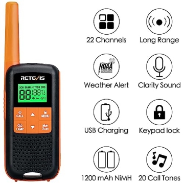 Retevis RT49 Waterproof Rechargeable Walkie Talkies Best for Outdoors