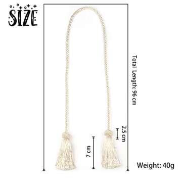 BEL AVENIR 2 Pack Curtain Handmade Tiebacks Decorative Curtain Holdbacks with Tassel (Beige, 2 Pack)