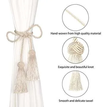 BEL AVENIR Stylish Handmade Curtain Tiebacks 2 Pack