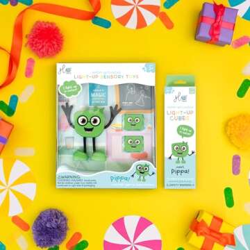 New Glo Pals Pippa Water-Activated Bath Toy with 6 Reusable Light-Up Cubes for Sensory Play
