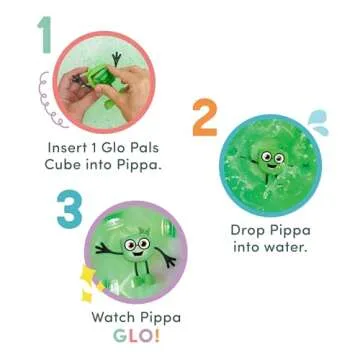 Glo Pals Pippa Water-Activated Bath Toy with Light-Up Cubes