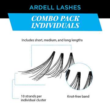 Ardell Individual False Eye Lashes - Combo, Black, Natural Look DIY Lash Clusters, Easy Application ...