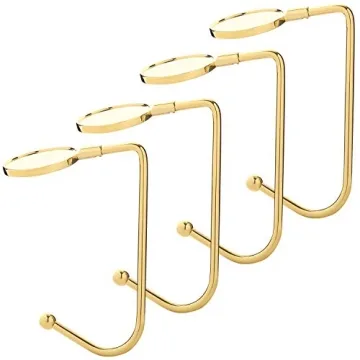Sunshane 4 Pieces Christmas Stocking Holders - Elegant Gold Mantel Hooks