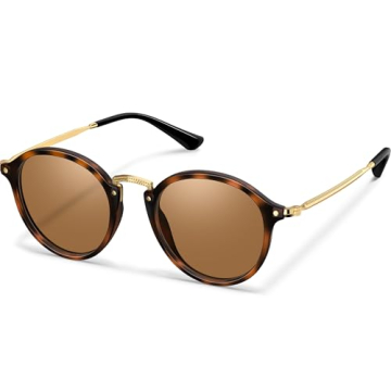 DTIUGUTAE Retro Round Sunglasses - Polarized UV400 Protection for Men and Women