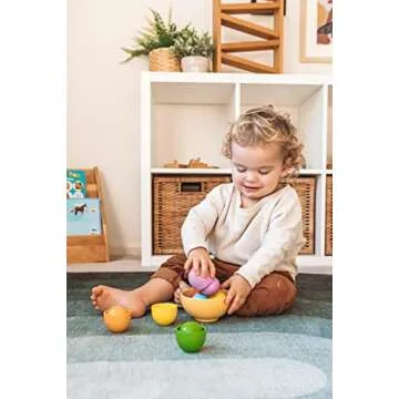 Montessori Large Rainbow Colored Sorting Ball in Cup - Preschool Color Matching Toy - Gross Motor Transfer Activity - 6 Toddler Safe Wooden Balls 46mm in Diameter - Non-Choking-Hazard