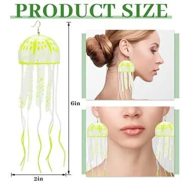 Glow Jellyfish Earrings for Parties and Festivals - Yellow