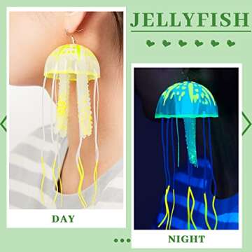 Glow Jellyfish Earrings for Parties and Festivals - Yellow