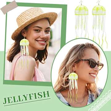 Glow Jellyfish Earrings for Parties and Festivals - Yellow
