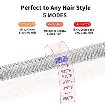 DORISILK Bling Hair Straightener, 2 in 1 Flat Iron Hair Straightener Curler for All Hairstyle Hair Iron with Nano-Titanium Plate 30s Fast Heating 5 Adjustable Temperatures Max 470°F (Ab Shine)