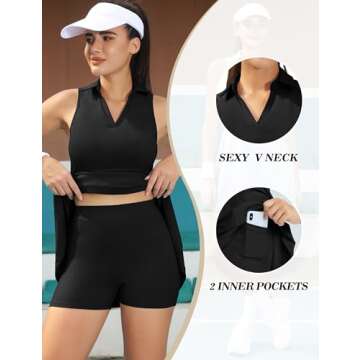 Fengbay Tennis Dress for Women,Golf Dress with Built in Shorts with 4 Pockets for Sleeveless Athletic Workout Dress