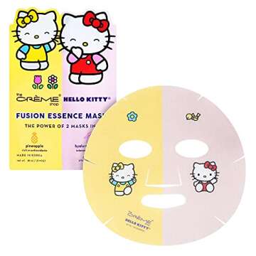 The Crème Shop® Hello Kitty Fusion Essence Mask Pineapple and Hyaluronic Acid - (3 Pack) Rich Antioxidant and Intensely Hydrates Sheet Mask Strengthens Skin Anti Aging Clear and Brighten skin