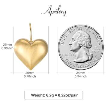 Aprilery Heart Earrings for Women, Trendy Love Dangle Earrings Chunky Gold Statement Stud Earrings Costume Jewelry for for Her (Gold Dangle Heart)