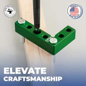 DFM Tool Works Small Square and Center Finder - Mini Square Tool with 11/32" Center Marking Hole Woodworking, Carpenter Engineering Square, Center Marking Tool, Made in USA - Blue