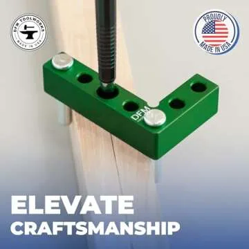 DFM Tool Works Small Square and Center Finder - Mini Square Tool with 11/32" Center Marking Hole Woodworking, Carpenter Engineering Square, Center Marking Tool, Made in USA - Blue