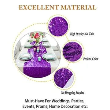 ShiDianYi Purple Sequin Table Runner for Events