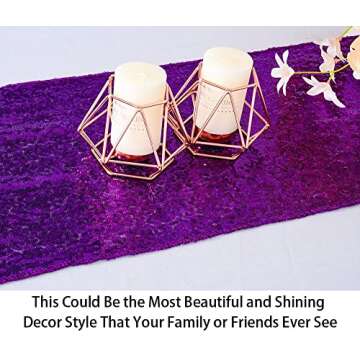 ShiDianYi Purple Sequin Table Runner for Events