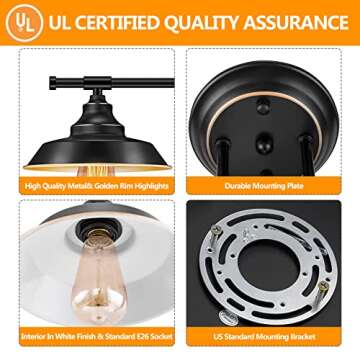 Elibbren Farmhouse Rustic Style Vintage 2-Lights Vanity Wall Sconce Lighting, E26 Base Metal Matte Black Industrial Bathroom Wall Light Fixture for Bathroom Vanity Mirror Cabinets Dressing Table