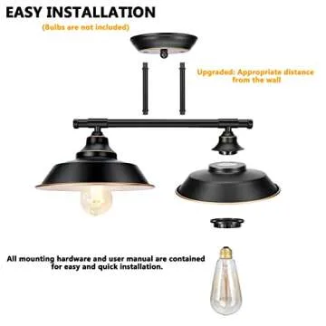 Elibbren Farmhouse Rustic Style Vintage 2-Lights Vanity Wall Sconce Lighting, E26 Base Metal Matte Black Industrial Bathroom Wall Light Fixture for Bathroom Vanity Mirror Cabinets Dressing Table