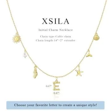 Gold r Initial Necklaces for Women, Trendy Boho 14K Gold Plated Letter/Initial Necklace Starfish Freshwater Pearl Sea Shells Sun Summer Pendant Choker Necklace Gold Jewelry for Women Gift