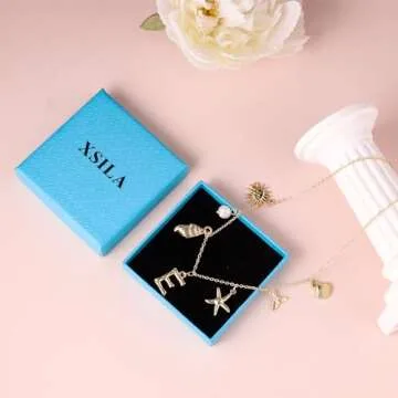 Gold r Initial Necklaces for Women, Trendy Boho 14K Gold Plated Letter/Initial Necklace Starfish Freshwater Pearl Sea Shells Sun Summer Pendant Choker Necklace Gold Jewelry for Women Gift