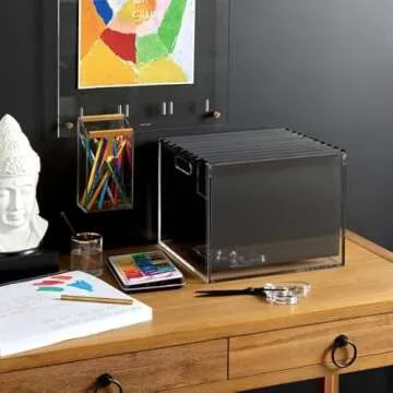 RUSSELL+HAZEL Acrylic File Box, Clear, 12.25 in x 12.75 in x 10 in, Pack of 1 (55712)