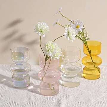 7 inch Clear Glass Flower Vases for Centerpiece Table Home Indoor Desk Decor,Ins Modern Boho Style Vase for Wedding Housewarming Gift