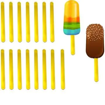 PACKIN WAY 60 Pieces Acrylic Popsicle Sticks Mirror Ice Cream Sticks Reusable Ice Pop Sticks 4.5 Inch Mini Craft Cakesicle Mold Sticks for DIY Ice Cream, Cake, Candy, Gifts, Crafts, Party (Gold)