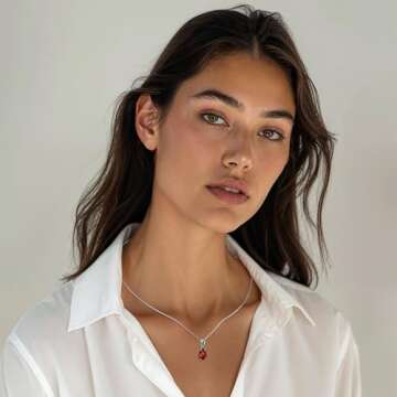 925 Sterling Silver Garnet Necklace - Garnet Teardrop Necklace - January Birthstone Necklace for Wom...