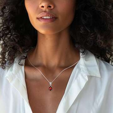 Buy Elegant 925 Silver Garnet Teardrop Necklace for Women